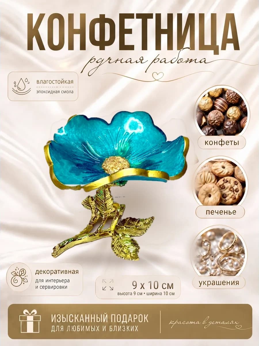 Конфетница «Бирюзовый цветок»